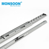Rodamiento de bolas de extensión de 3 pliegues de alta resistencia Riel de guía de acero chapado en zinc telescópico de 40mm montado lateralmente para hoteles modernos Correderas