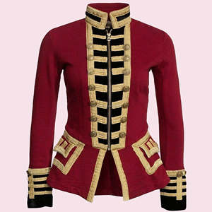 Chaqueta Hussars de lana roja para mujer, ropa de moda de las señoras de 18. ª generación, chaquetas de las antiguas Hussar DE LEON - Product Image 6