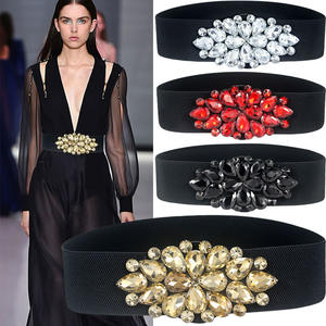 Toptan Bling Bling elastik kristal Rhinestone kemerler kadının düğün elbisesi çok renkli bayanlar geniş elastik Rhinestone olabilir - Product Image 6