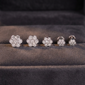6mm-10.5mm <b>Cute</b> Unisex Flowers <b>Earring</b> Studs Luxury Jewelry Lab Grown Diamond Filled Brilliant Cut IGI Certified Silver Gold - Product Image 2