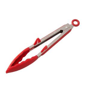 Pinces alimentaires en silicone, outils de cuisine en acier inoxydable, réutilisables pour griller, frire, manipuler les steaks, rouge, 12 pouces - Product Image 1