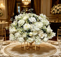 Arrangement personnalisé de roses artificielles en soie de 30 cm à 80 cm, décoration de mariage, centre de table de mariage, boule de fleurs blanche et verte