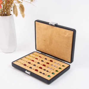 FORTE Classic&Practical Gemstone <b>Box</b> Set Packaging Large Diamond Gemstone Collection <b>Box</b> <b>Black</b> Leather Jewelry Gem Display <b>Box</b> - Product Image 1