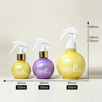 Flacon pulvérisateur en forme de boule 100ml 150ml 350ml en plastique PET rechargeable pour parfum, couleur personnalisée, avec bouchon à vis et pulvérisateur à gâchette