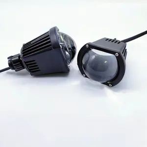 Car LED Headlight High Beam Projector Lens With Red Devil Eyes High Light Upgrade LED Square Far Shooter Light