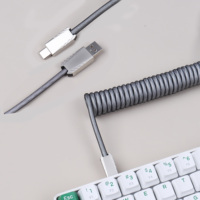 Câble USB Type-C LANO personnalisable pour clavier mécanique, conception enroulée, rétroéclairage LED FGG, câble de jeu à double gaine