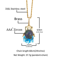 Chuwi — collier pendentif Globe bleu, chaîne avec breloque à la planète glacé, pour femmes et hommes, rappeur, bijoux