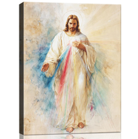 Tableau sur toile Jésus-Christ Miséricorde Divine, impression sur toile tendue prête à accrocher, pour salon et chambre à coucher