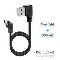 Cable USB Mini de 5 Pines de Alta Calidad con Doble Codo a 90 Grados (Izquierda/Derecha), Cable de Carga de Datos Duradero para Grabadora de Conducción