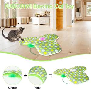 Mainan Kucing Rechargeable dengan Tongkat Gerak, Bulu, Indikator LED, Mainan Gigit Tikus, Mainan Indoor untuk Hewan Peliharaan - Product Image 2