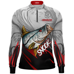 Logo personalizzato sublimazione Marlin Fish rapida asciugatura UPF50 + protezione solare manica lunga da pesca abbigliamento da uomo 1/4 con cerniera Polo da pesca - Product Image 6