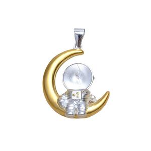 Pendentif en argent S925 fait main, accessoire DIY, filigrane 3 mm, pendentif astronaute suspendu, série spatiale, porte-perle vide 8-9 mm - Product Image 5