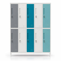 Casier en acier à 10 portes, armoire de rangement métallique pour vêtements, casiers avec serrure à clé pour école, gymnase, personnel, usine, vestiaire