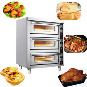 Bakery equipment 3 Deck 6 Trays Pizza Bread Baking Oven Electric and Gas Industrial Toaster Cake deck Oven with baking sheet