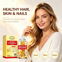 FJSquare Bulk Animate Capsules d'huile de vitamine E 180 unités 1000 UI, Complément cutané hydratant, Gélules molles de vitamine E pour la croissance des cheveux et le visage
