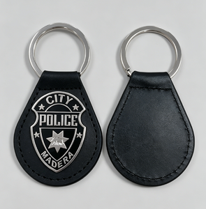 Custom Engraved Metal Badge <b>Leather</b> <b>Keychain</b> | Gold/Nickel Plated Zinc Alloy Key Ring Fob | <b>Leather</b> Key Holder - Product Image 1