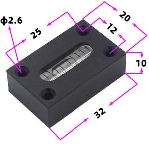 Nivel de burbuja cuadrado pequeño Haccury de 32x20x10 mm, de aluminio negro, para herramientas de bricolaje - Product Image 3