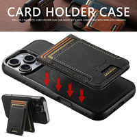 SUTENI untuk iPhone 18 Pro Max Casing Ponsel Pengisi Daya Nirkabel Magnetik Pita Elastis Tempat Kartu Penyangga Kulit Imitasi 17 16 Plus 15 14 13