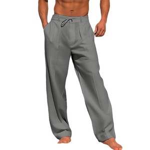 <span class=keywords><strong>Pantaloni</strong></span> da mare 2025 da uomo <span class=keywords><strong>pantaloni</strong></span> da spiaggia Casual in <span class=keywords><strong>lino</strong></span> <span class=keywords><strong>grigio</strong></span> bianco <span class=keywords><strong>pantaloni</strong></span> dritti taglie forti eleganti alla moda da uomo nuovi - Product Image 5
