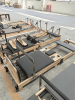 Reformer de Pilates Plegable de Madera de Roble, Portátil, Ajustable, Máquina de Pilates para Entrenamiento de Equilibrio con Altura de Piernas Ajustable