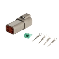 Conector Deutsch DT de 4 Pines, Tamaño 16, Contactos Sólidos, Conector de Cable Eléctrico Impermeable con Tapón de Sellado para Camiones y Embarcaciones, Color Gris