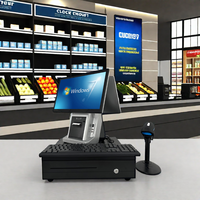 Système PDV Tout-en-Un Écran Tactile Capacitif Caisse Enregistreuse Imprimante Scanner Tiroir-Caisse Lecteur de Cartes pour Détaillants et Cafés SANDU S2