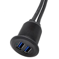 Cable USB de 3 pies 3,0 Cable de extensión de montaje en panel frontal impermeable dual con LED para coche, barco, motocicleta