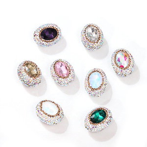 <span class=keywords><strong>Perles</strong></span> ovales <span class=keywords><strong>en</strong></span> argile souple pavées de strass, grandes <span class=keywords><strong>perles</strong></span> de cristal <span class=keywords><strong>en</strong></span> forme d'œuf de colombe à trou droit pour accessoires de bijoux DIY - Product Image 6