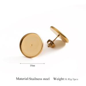 Base ronde en acier inoxydable pour clous d'oreilles - Composants de boucles d'oreilles <span class=keywords><strong>à</strong></span> tige plate - Composants de bijoux DIY pour clous d'oreilles - Product Image 6