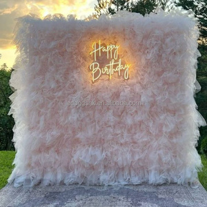 ผ้าม่านฉากหลังสีชมพู LEDA ขายดี ผ้าทูลล์สำหรับตกแต่งผนัง ผ้าม่านตาข่ายสำหรับงานปาร์ตี้ ตกแต่งเวทีสำหรับงานแต่งงาน งานวันเกิด - Product Image 6