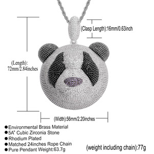 BES joyería personalizada de Hip Hop Iced Out Full Diamond Giant <span class=keywords><strong>Panda</strong></span> Cartoon colgante collar para hombres mujeres joyería de moda - Product Image 5
