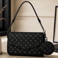 Herren-Umhängetasche mit Muster und Abnehmbarem Münzfach 2-in-1 Messenger-Tasche Schwarze Monogramm-Schultertasche für Tägliche Reisen
