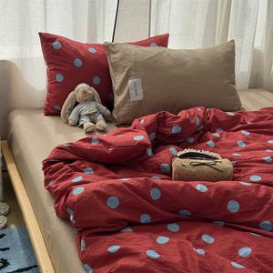 Parure de lit douce et confortable en coton à pois, style INS américain, série Sweet Bed, style Maillard, linge de maison 3/4 pièces, housse de <span class=keywords><strong>couette</strong></span> 200TC - Product Image 6