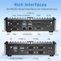 Mini-ordinateur industriel sans ventilateur, processeur Core I5-8250U, 16 Go de RAM, 256 Go de SSD, double LAN 2.5G, 6 ports COM RS232, module 4G/SIM, fabriqué en Chine
