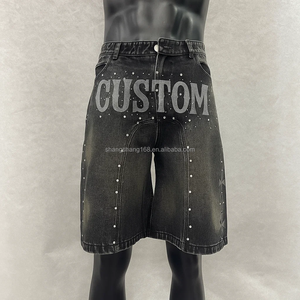 กวางโจว shangshang กางเกงยีนส์ขาตรงพิมพ์ลาย DTG กางเกงขาสั้นผ้ายีนส์ทรงหลวมสีฝืดจากแสงแดด - Product Image 3