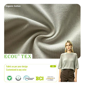 Tessuto in Cotone Organico Dobby 170gsm 173cm Jacquard Monofacciale a Reticolo Morbido Leggero Resistente allo Strappo Eco-Friendly GOTS - Product Image 1