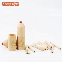 Pas cher Personnalisé Écologique de Noël enfants cadeaux produits Bois Naturel tube emballé logo personnalisé Crayons De Couleur