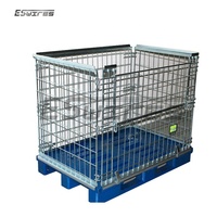 Palette de stockage en acier à mailles métalliques empilable sans fond robuste pour entrepôt avec palette en bois