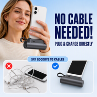 Power Bank Mini 4500mAh Isi Ulang Langsung Ukuran Saku Kabel Tipe C Penyangga Ponsel Portabel Perjalanan Darurat Grosir