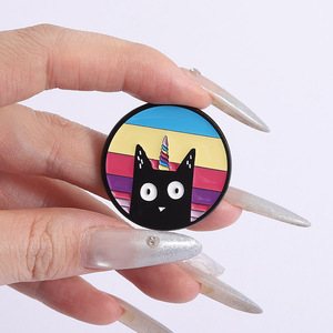 Coloré arc-en-ciel licorne météore beignet chat émail broches chat noir fierté broches revers Badges Animal cadeau pour amoureux amis - Product Image 3