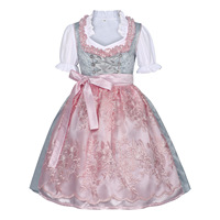 Ensemble de costume Dirndl pour femme à imprimé animal Oktoberfest 2025, avec bretelles d'aileron réglables, Lederhosen, robe bavaroise 100% polyester
