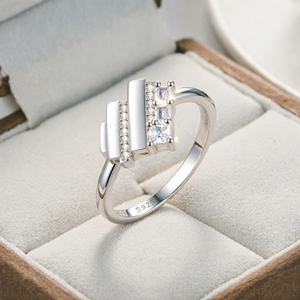 Custom Jewellery Manufacture Trendy Band <b>Ring</b> Fine S925 <b>Silver</b> Heart <b>Rings</b> 3a Zircon Women Daily Wear Party Rhodium Plated - Product Image 3