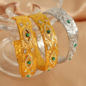 Women's Evil Eye <b>Bracelet</b> Gold <b>Silver</b> Zircon Inlay Bezel Setting Everyday Wear Jewelry <b>Bangle</b> SZ171 - Product Image 1
