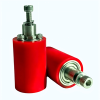 Rouleau en polyuréthane rouge avec roulements, rouleau de convoyeur en PU personnalisé, rouleau d'impression en polyuréthane
