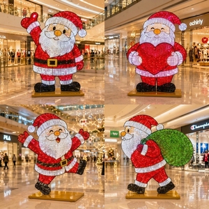 Lumière géante 2D 3D de Noël motif Père Noël, avec cadre métallique LED, pour promenade urbaine, certifiée UL, IP65 - Product Image 2
