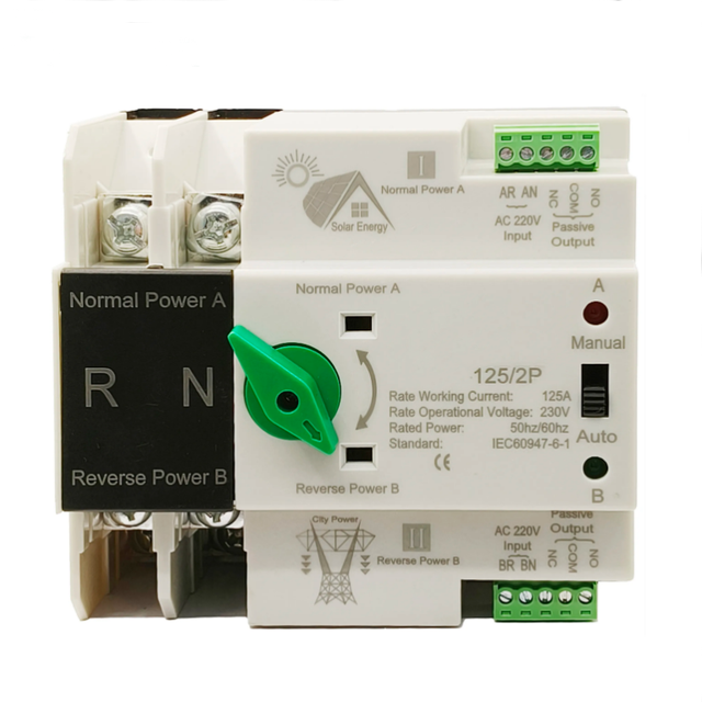 Customizable 2P Manual Automatic Dual-mode PV Inverter Dual Power Automatic ATS Changeover Switch