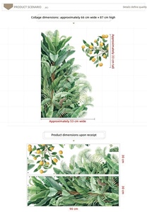 Autocollant <span class=keywords><strong>mural</strong></span> amovible en forme de feuillage tropical de la <span class=keywords><strong>jungle</strong></span>, motif citron, pour décoration de fond de porte d'entrée - Product Image 6