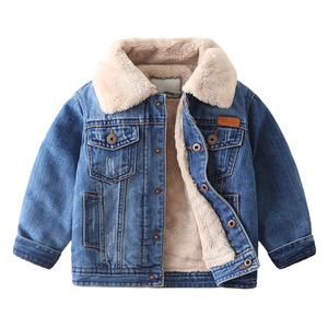 2024 OEM Kids Winter Toddler Denim Jacket Children's Warm Jeans Clothes Kids Winter Coats