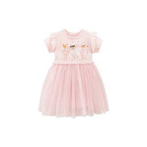OEM / ODM Gonna Principessa in Rete Stile Europeo e Americano, Vestito Estivo per Bambine con <span class=keywords><strong>Cartoni</strong></span> <span class=keywords><strong>Animati</strong></span>, Abito per Bambini in Puro Cotone a Maniche Corte - Product Image 1