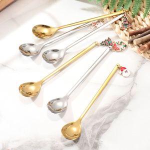 Juego de Cubiertos Navideños de 6 Piezas con Logotipo Personalizado, Cucharas de Café de Acero Inoxidable Doradas, Vajilla para Remover Café, Lindo Regalo Navideño - Product Image 4